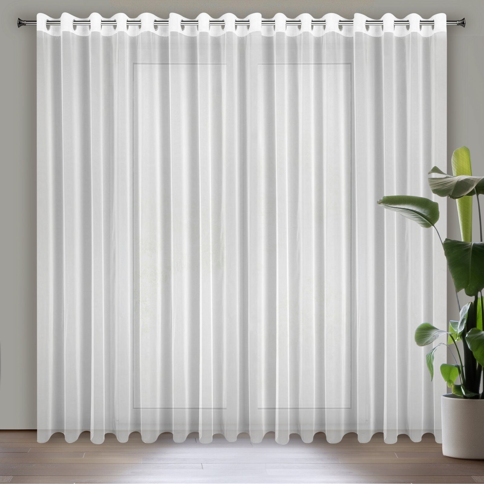 Eurofirany Gardine 400x250 cm Durchsichtig Weiß Reinweiß Transparent, Ösen, günstig online kaufen