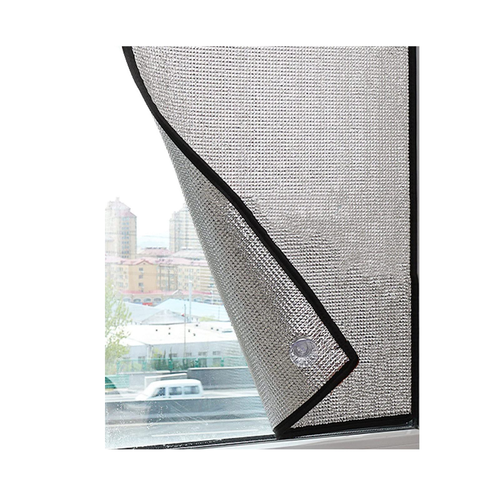 Agger Sonnenschutz-Fensterfolie Sichtschutz für Fenster – UV- und Wärmeisolierung, reflektierende Aluminiumfolie mit Saugnapf für Zuhause, Büro, Garage