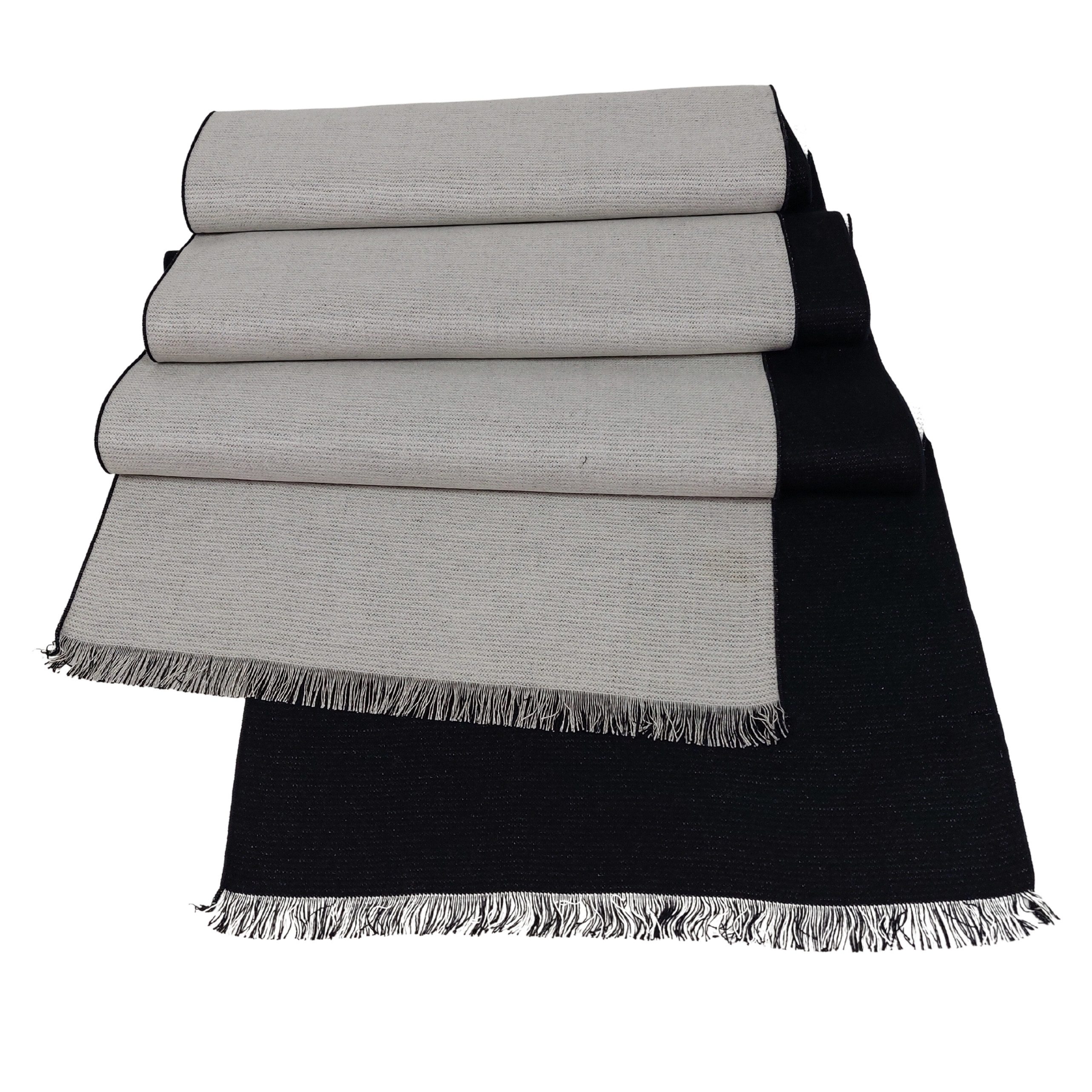 TINITEX Seidenschal Winterschal Schal Seidenflanell zweifarbig (schwarz + Farbe)