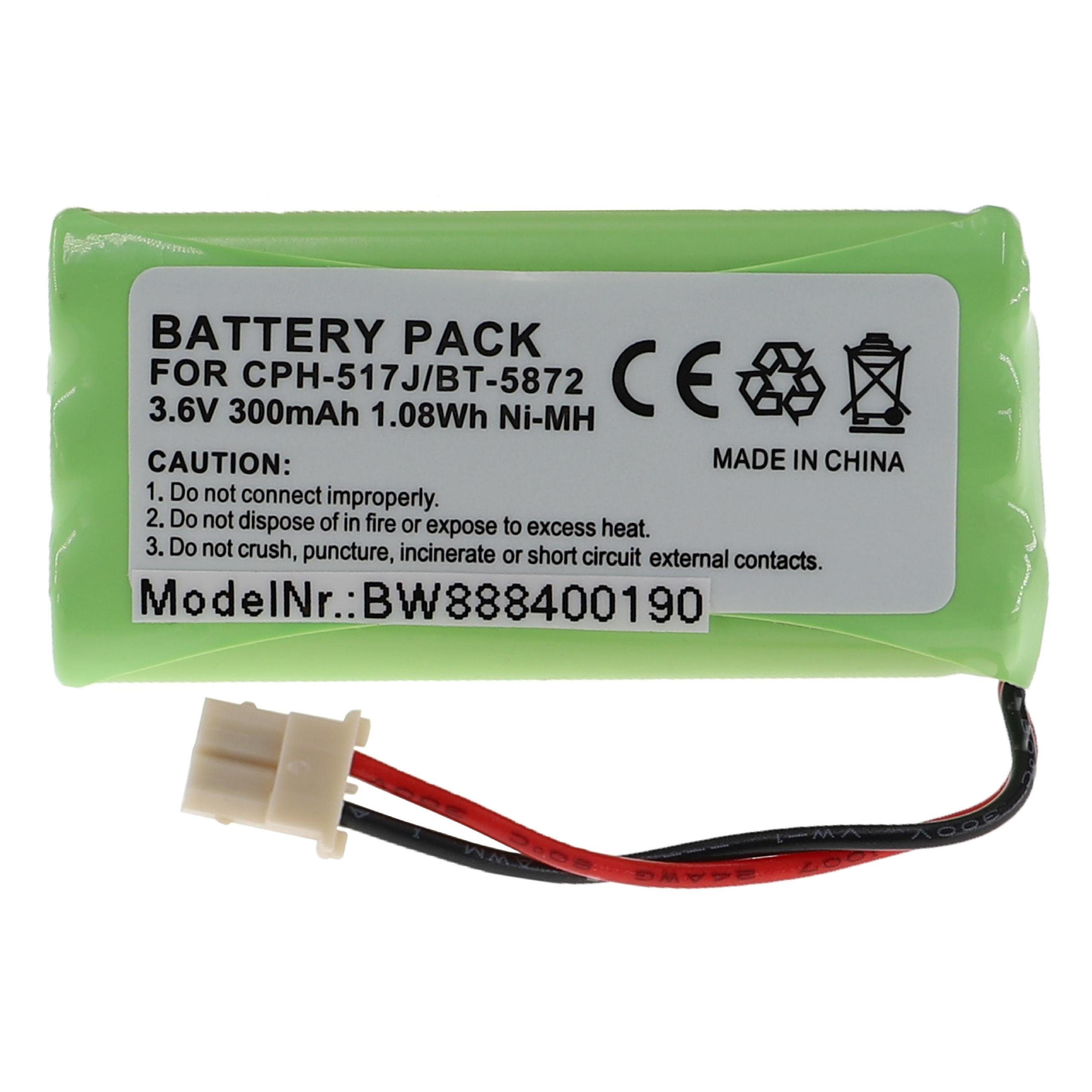 vhbw kompatibel mit VTech LS5145, LS5105, LS5146 Akku NiMH 300 mAh (3,6 V)