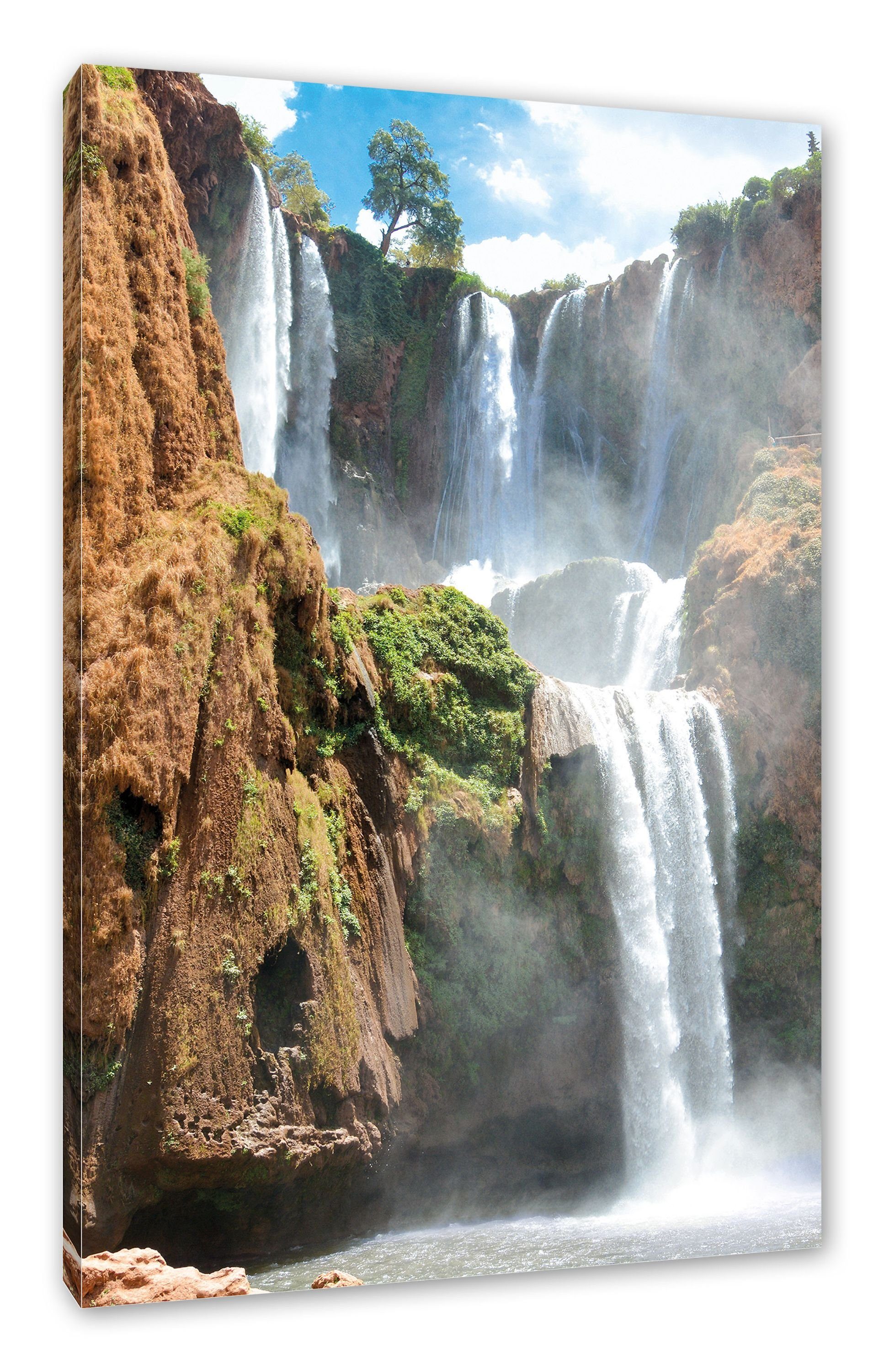 Pixxprint Leinwandbild Spektakulärer Wasserfall, Spektakulärer Wasserfall (1 St), Leinwandbild fertig bespannt, inkl. Zackenaufhänger