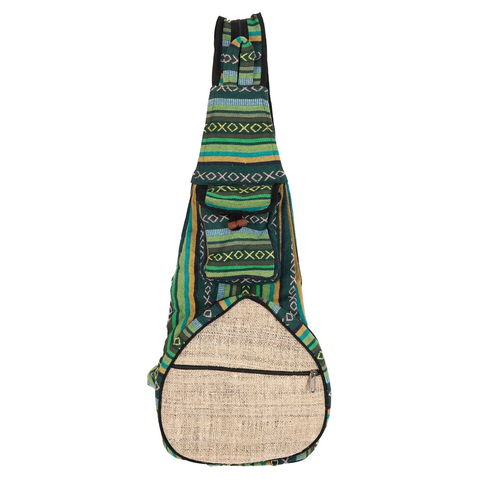 KUNST UND MAGIE Rucksack Bunter Hippie Rucksack Schultertasche Slingbag Crossbody-Bag Hanf