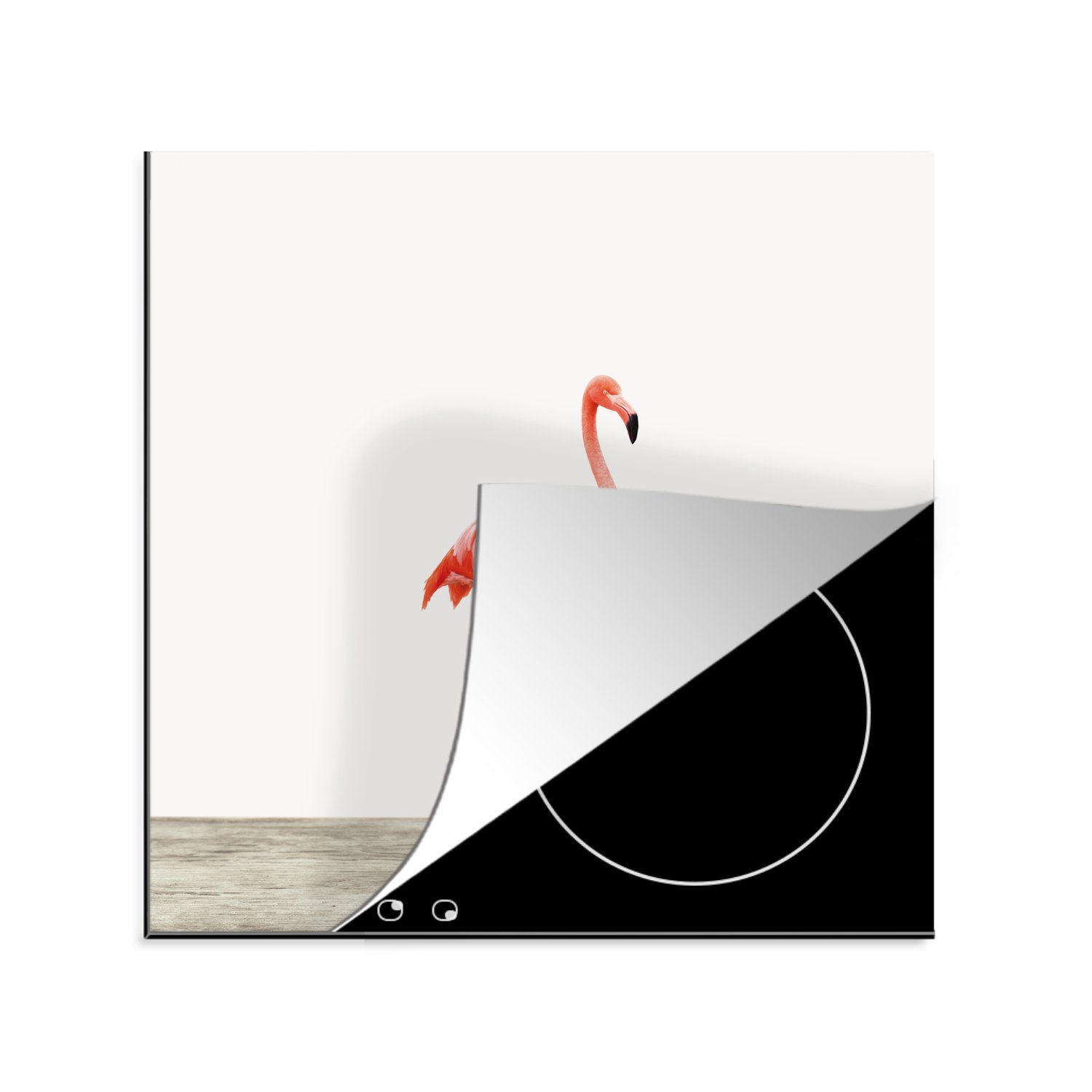 MuchoWow Herdblende-/Abdeckplatte Tiere - Flamingo - Rosa, Vinyl, (1 tlg), 78x78 cm, Ceranfeldabdeckung, Arbeitsplatte für küche