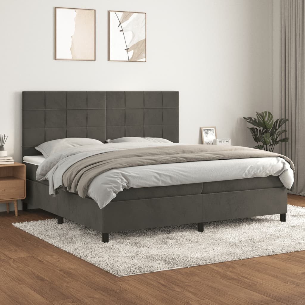 vidaXL Boxspringbett Boxspringbett mit Matratze Dunkelgrau 200x200 cm Samt günstig online kaufen