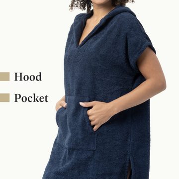 HOMELEVEL Bademantel Poncho Damen Frottee - Badeponcho - Handtuch für Strand Sauna, Baumwolle