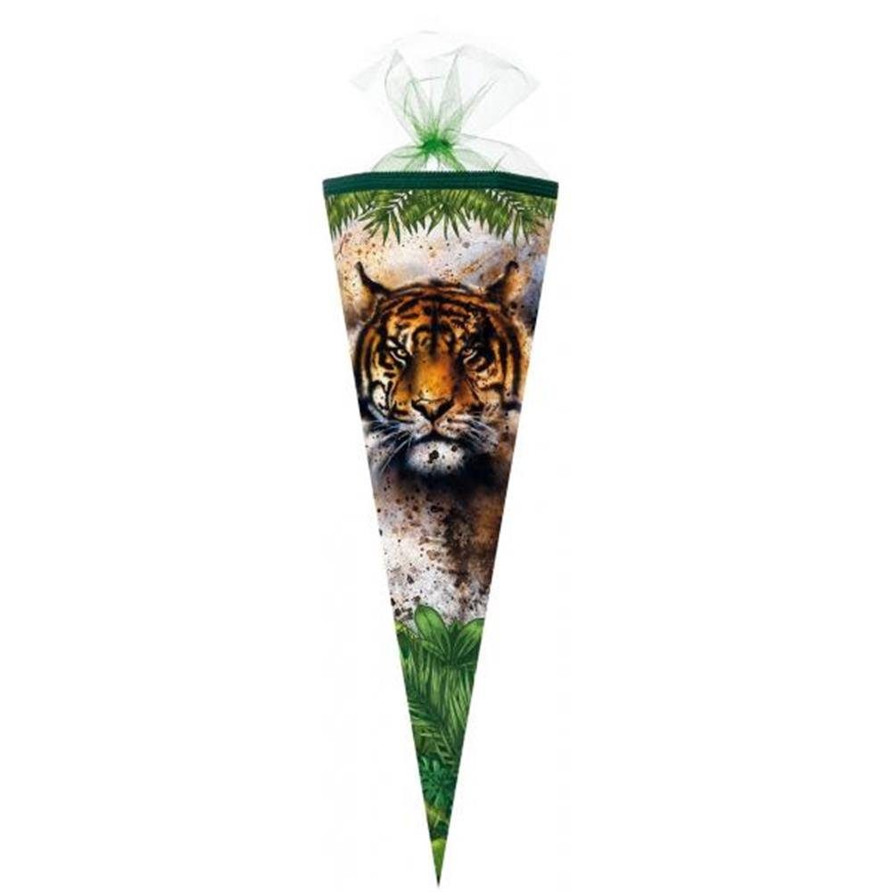 mit rund, Tüllverschluss Schultüte grünem Tiger, Nestler cm, 50