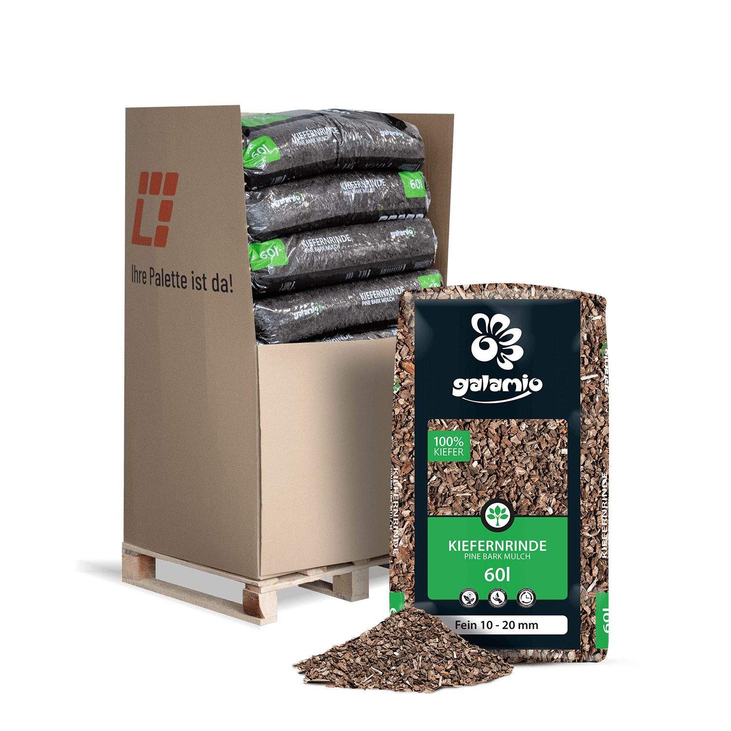 GALAMIO Rindenmulch Kiefer Fein, (Palette, 13-St)