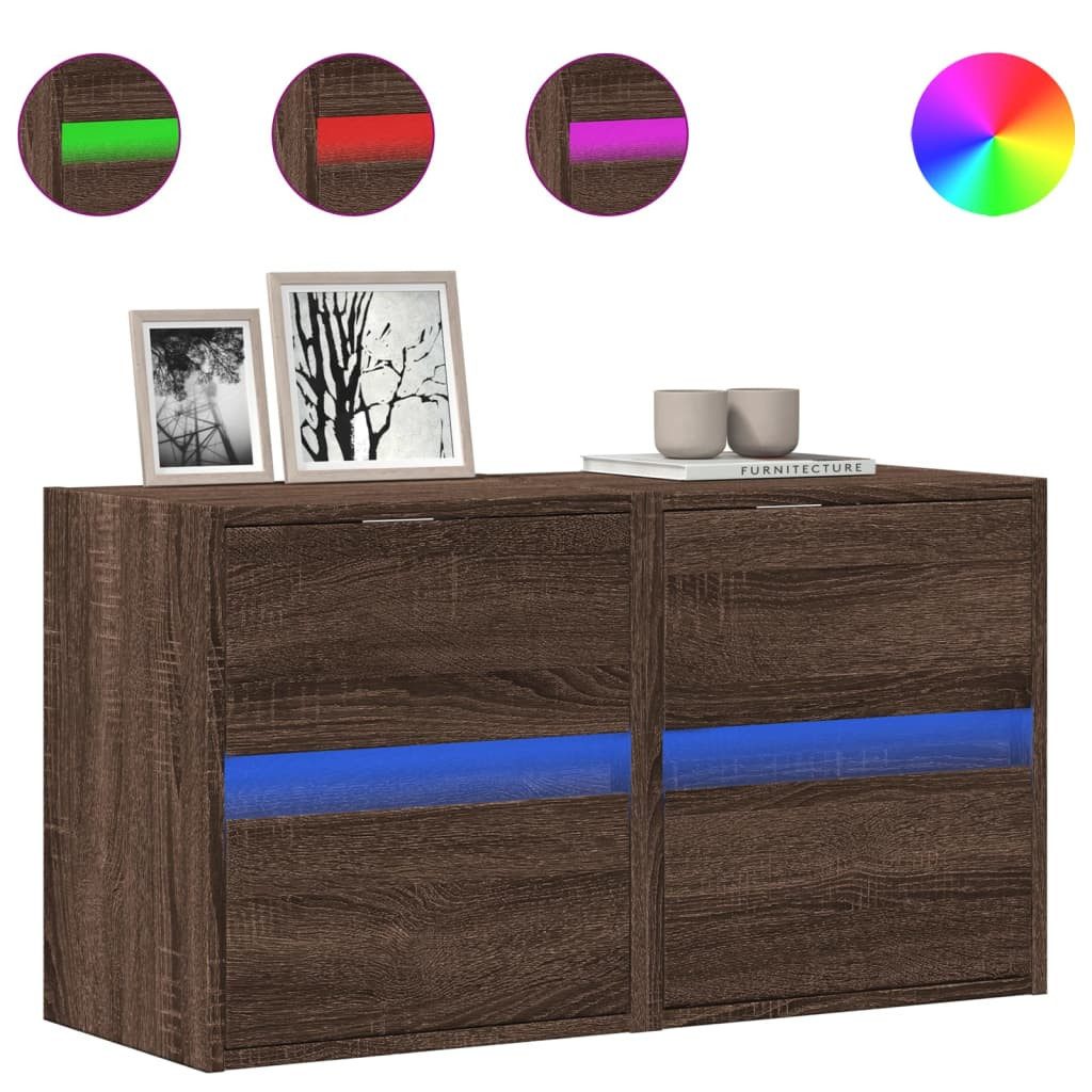 vidaXL TV-Wand TV-Wandschränke LED-Beleuchtung 2 Stk. günstig online kaufen