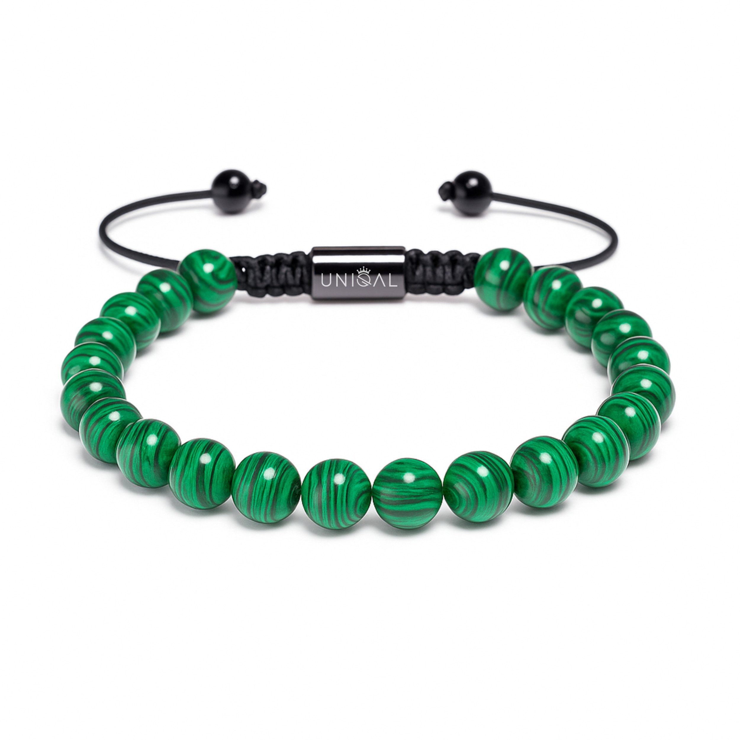 UNIQAL.de Perlenarmband Premium Naturstein & Heilstein Schmuck, Unisex Perlen Accessoire (handgefertigt im Boho Style, verstellbare Makramee Verarbeitung, Edelstahl Elemente in hoher Qualität, Energie Armband für Alltag & Freizeit), stilvolles Geschenk für Männer & Frauen, 8mm