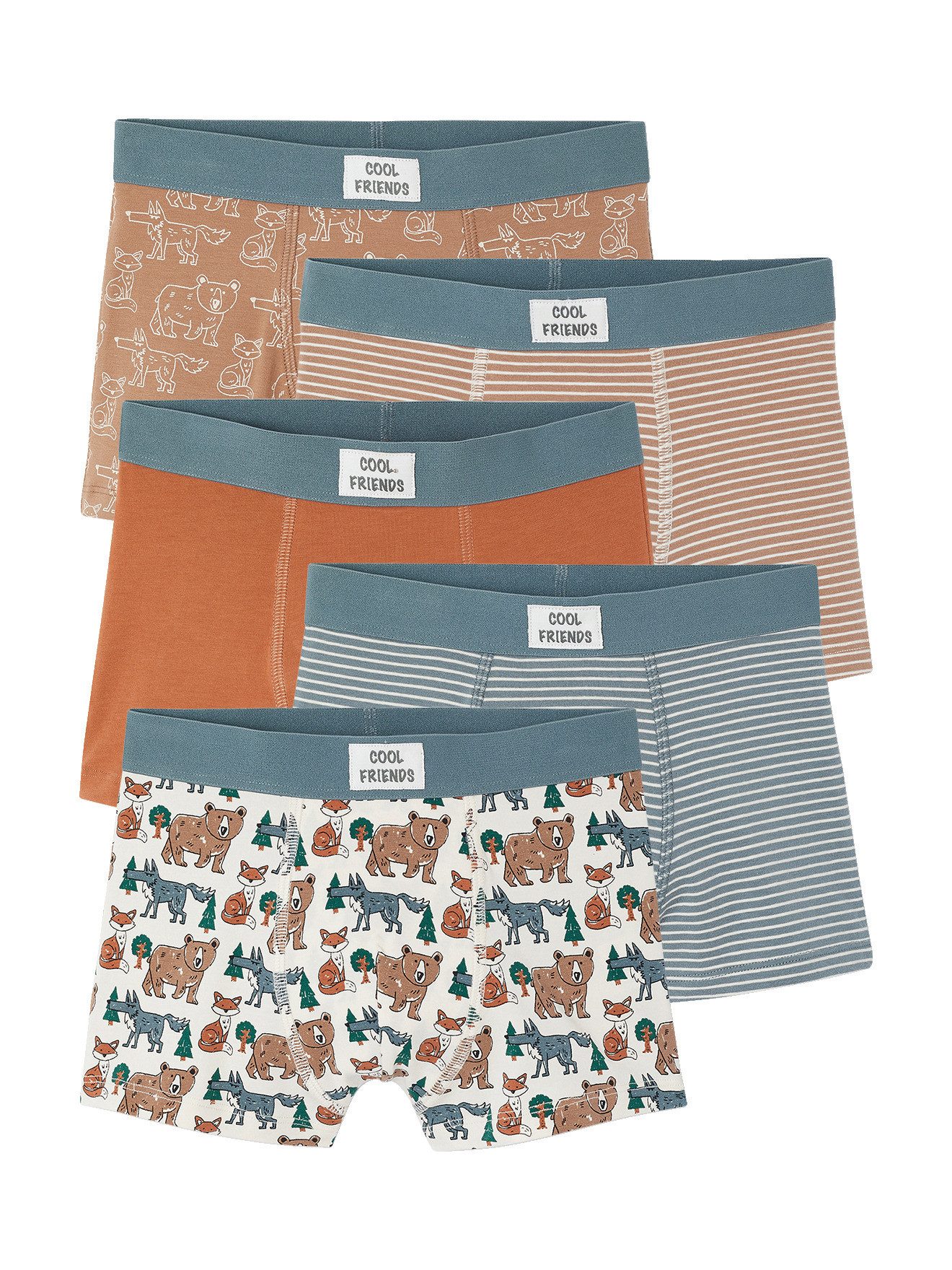 vertbaudet Boxershorts 5er-Pack Boxershorts WALDTIERE Jungen