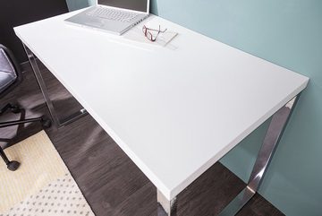 riess-ambiente Schreibtisch WHITE DESK 120cm weiß / silber, Arbeitszimmer · Hochglanz · Modern Design · Metall · Home Office