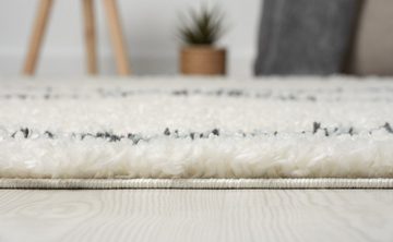 Teppich Hochflor Teppich SHAGGY-Raute creme rechteckig diverse Größen, LebensWohnArt, Höhe: 3.7 mm