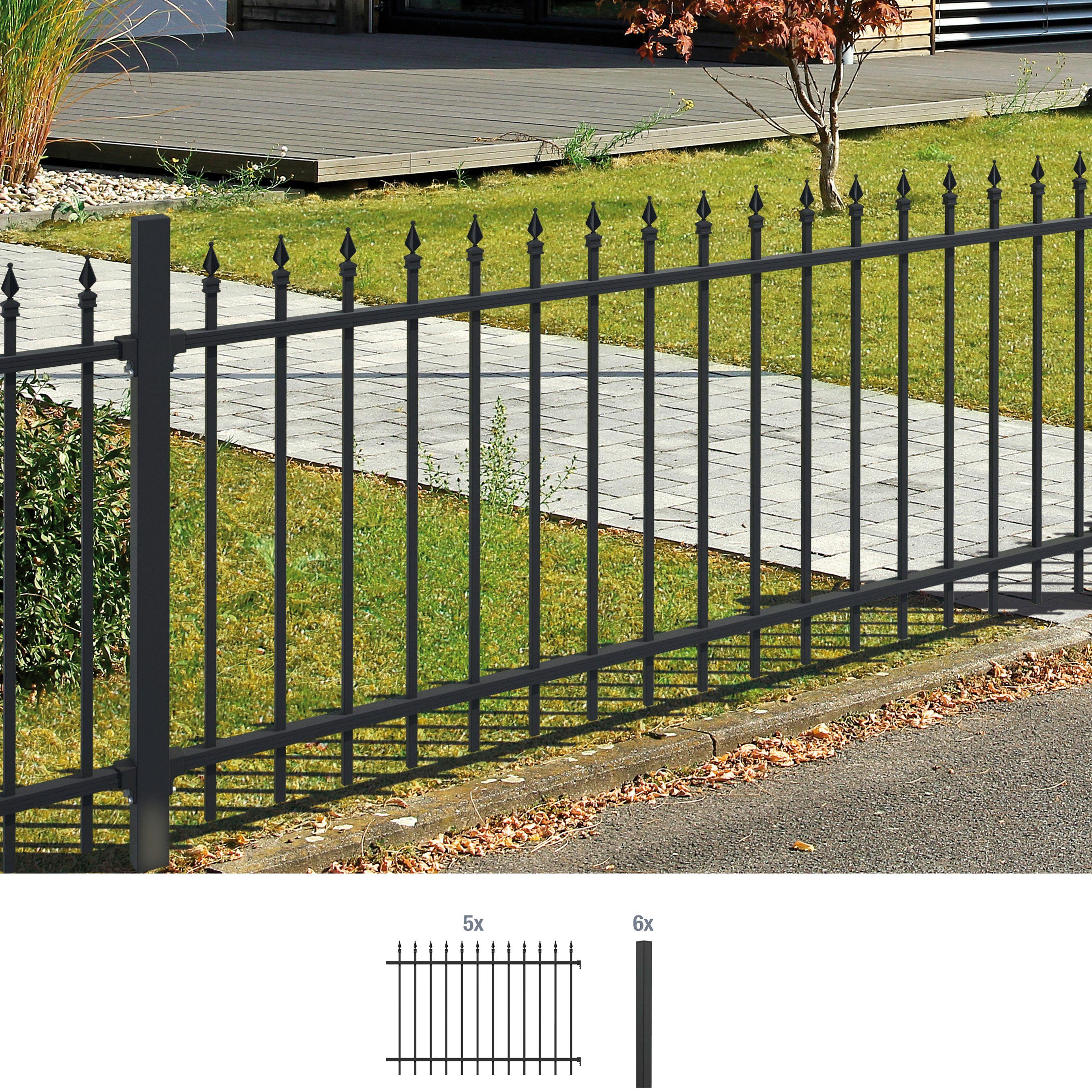 Alberts Metallzaun Chaussee, (Set), Höhe: 100 und 120 cm, Gesamtlänge: 10 m, zum Einbetonieren