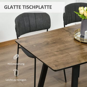 HOMCOM Esstisch im Industriedesign für 6 Personen, ausziehbare Tischplatte (Set, 1-St., 1 Esstisch), Küchentisch in Holzoptik, Braun