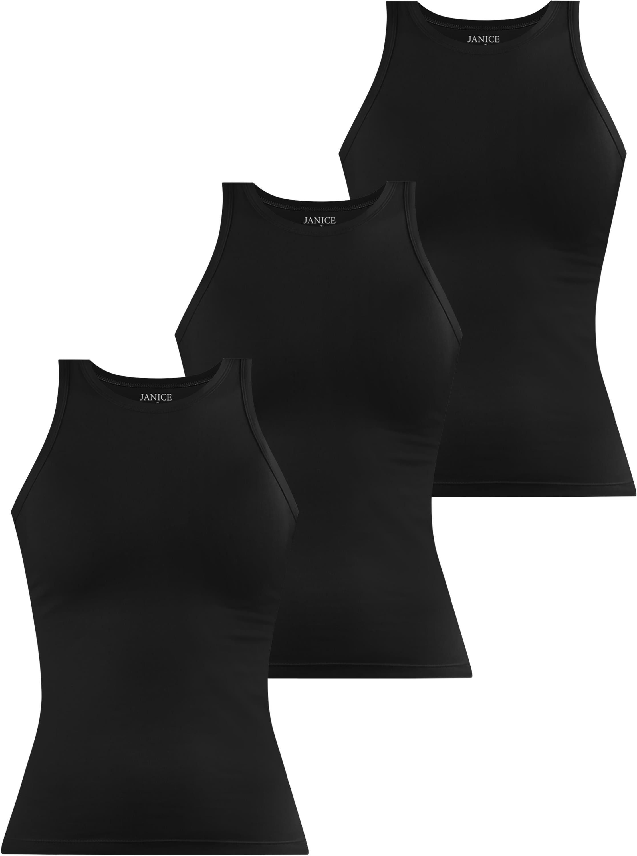 Janice Tanktop 3 x Damen Top hochgeschlossen Nauta Trägertop aus Baumwolle