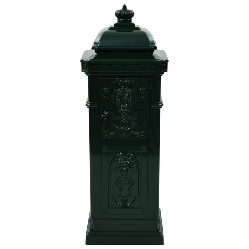 vidaXL Briefkasten Säulenbriefkasten Grün Vintage-Stil Rostfrei Aluminium