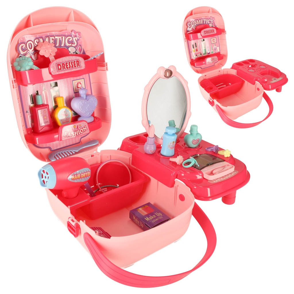 Ikonka Make-up Set Kosmetikspielset für Kinder – Friseur & Beauty Koffer mit Zubehör, 37-tlg., Umfangreiches Beauty-Set mit Koffer und vielfältigem Zubehör, Kosmetikspielset mit Zubehör für kreatives Styling und Rollenspiele