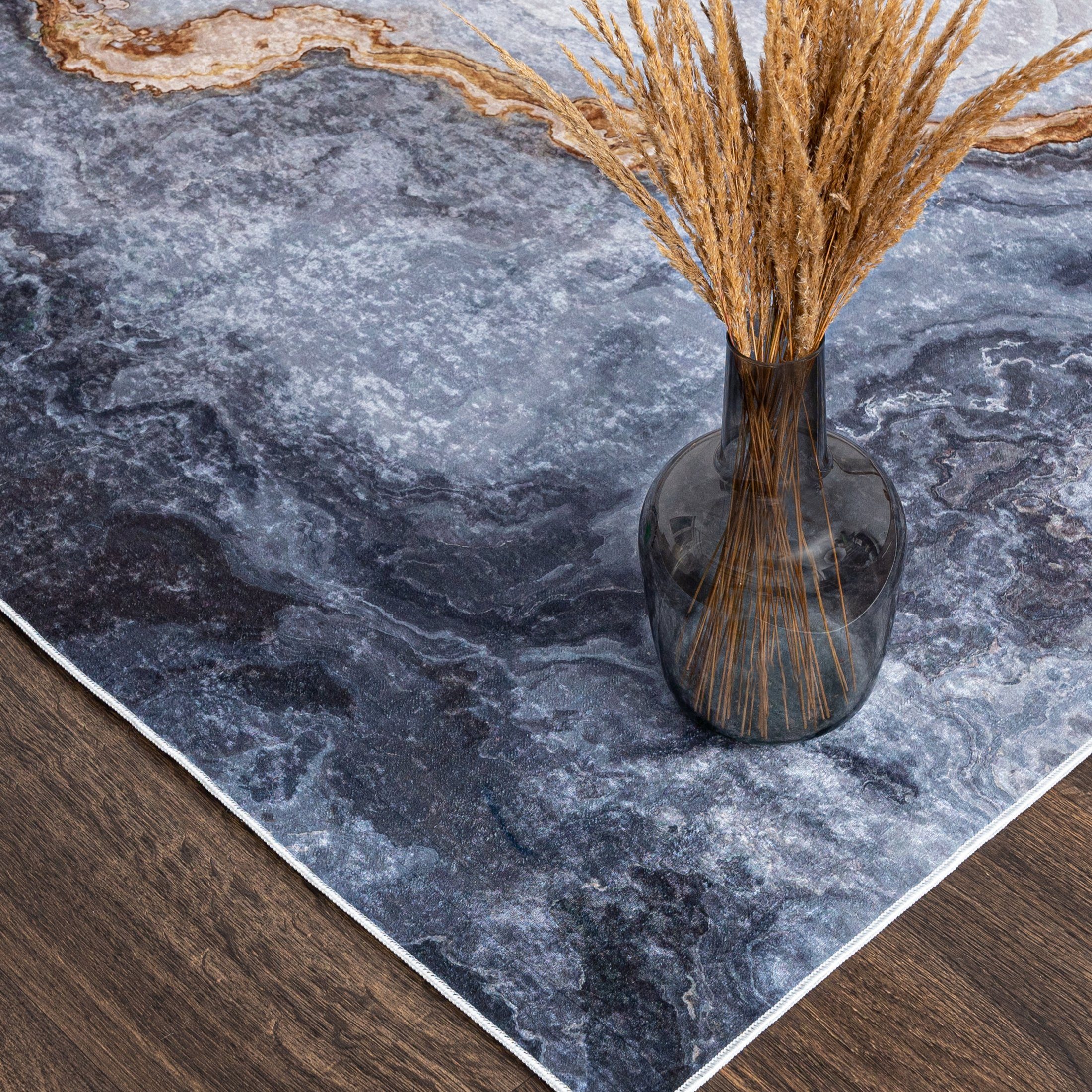 Mazovia Designteppich Modern Teppich für Wohnzimmer, Schlafzimmer, Esszimmer, 80 x 150 cm, Kurflor, Waschbar in Waschmaschine, Höhe 5 mm, Rutschfest