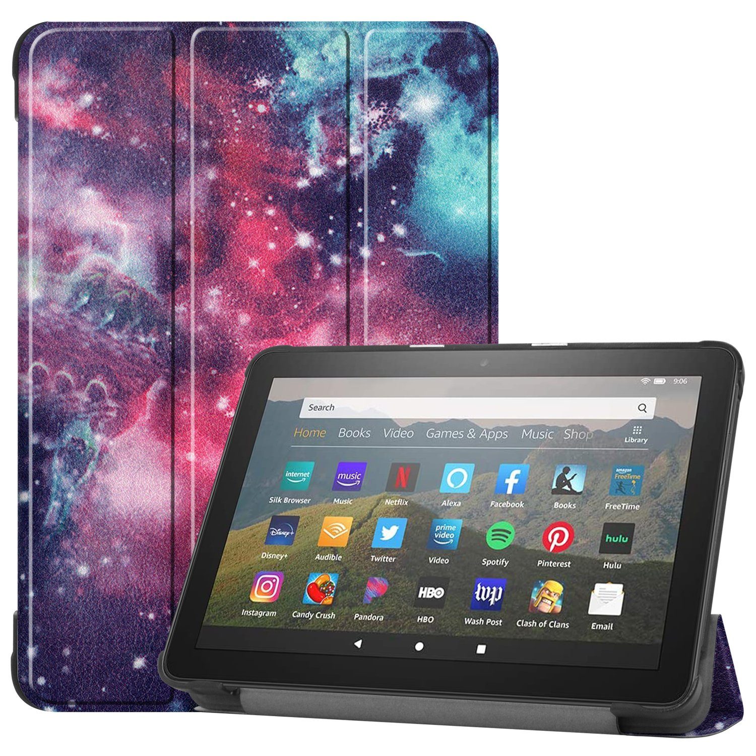 Lobwerk Tablet-Hülle Schutzhülle für Amazon Fire HD8/Plus 2020/2022 (10/12.Gen) 8.0 Zoll, Wake & Sleep Funktion, Sturzdämpfung, Aufstellfunktion