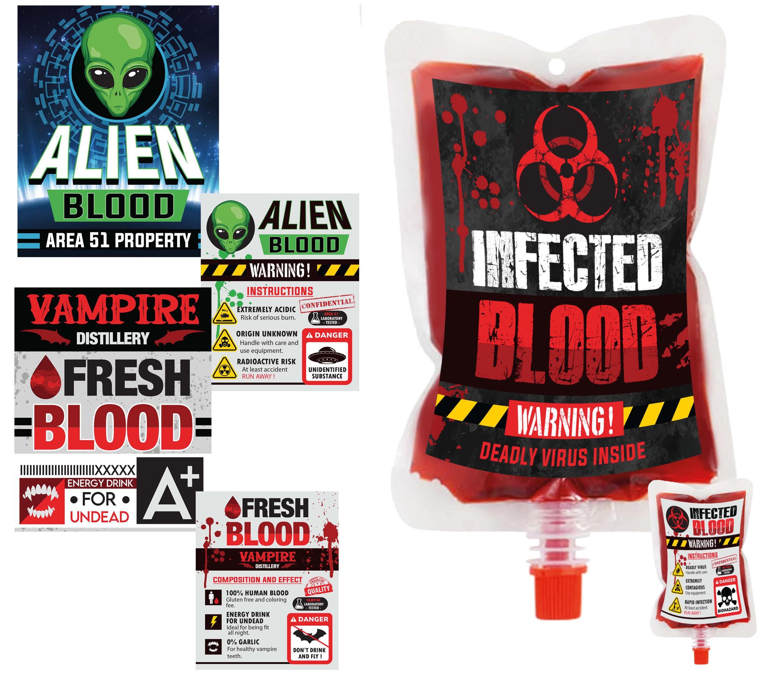 Fiestas Guirca Kostüm, Halloween Blutbeutel Alien Monster Partydekoration Gruseliges Vampirpl