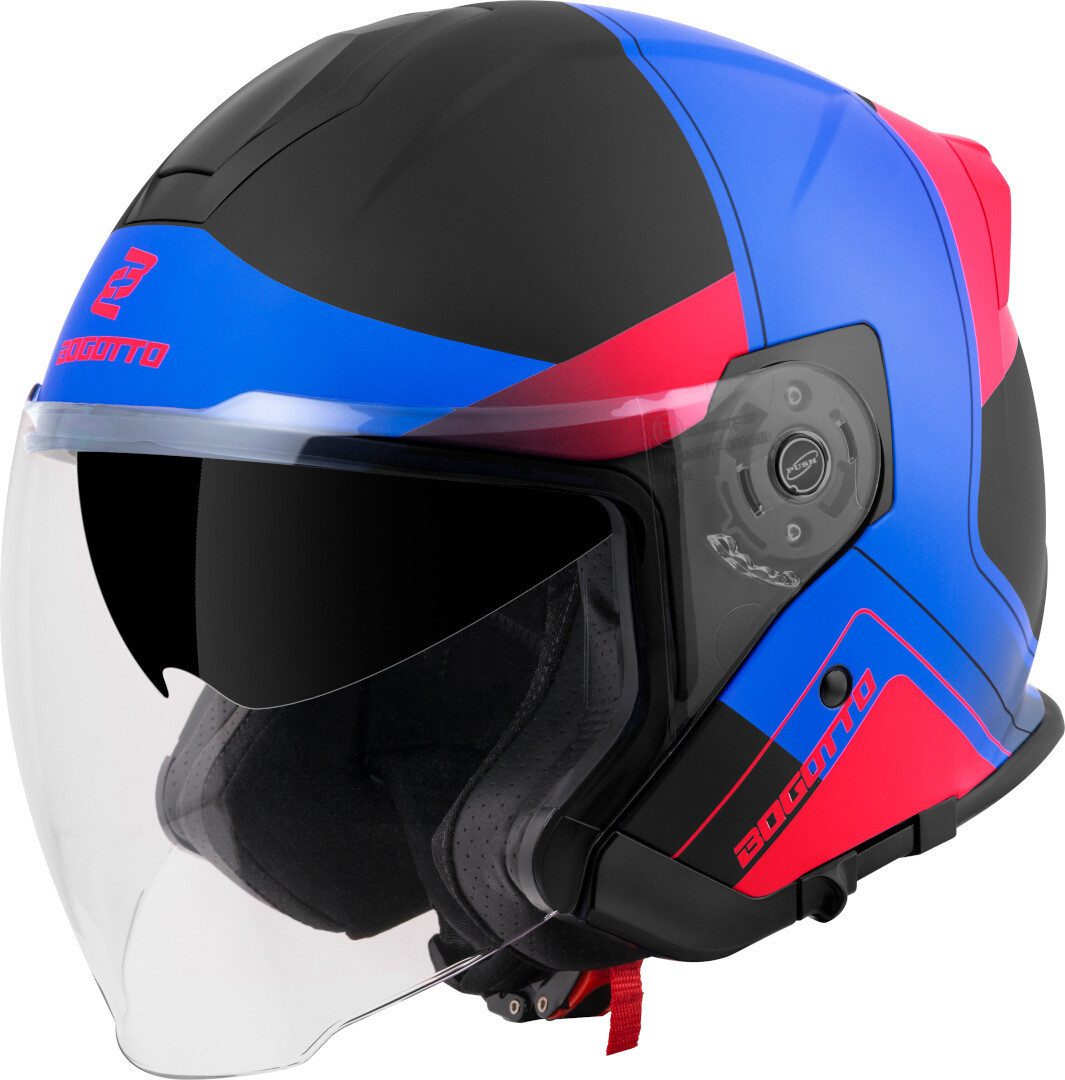 Bogotto Motorradhelm H586 City-B Jethelm, Herausnehmbares Innenfutter,integriertes Sonnenvisier