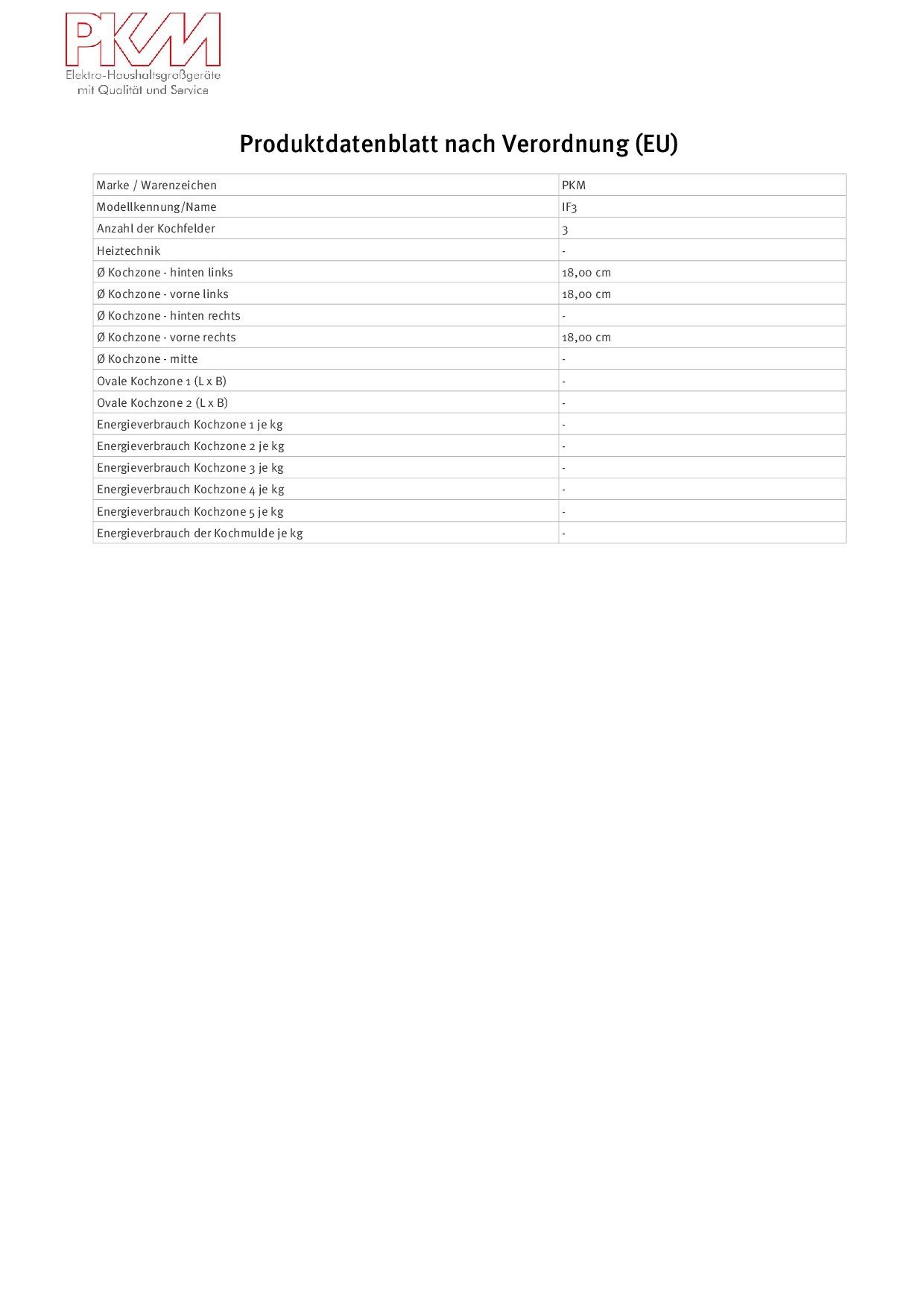 Induktions-Kochfeld PKM IF3