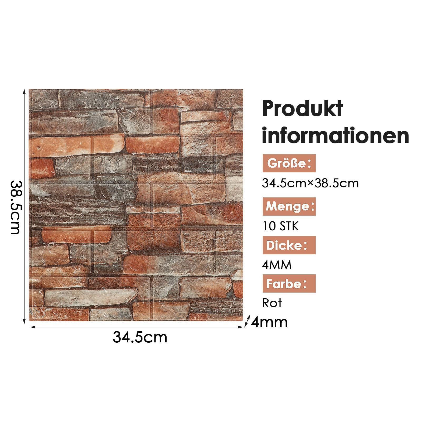 Youyijia 3D Wandpaneel 10 Stück 3D Wandpaneele Selbstklebend Ziegel Tapete günstig online kaufen