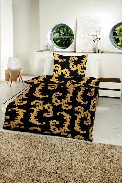Gold-Line Bettwäsche Gold-Line Bed - Goldene Ranken, Microfaser, 2 teilig, besonders weich und anschmiegsam