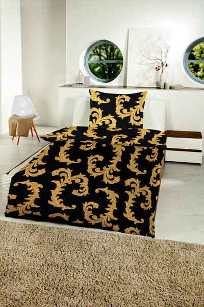 Bettwäsche Gold-Line Bed - Goldene Ranken, Gold-Line, Microfaser, 2 teilig, besonders weich und anschmiegsam