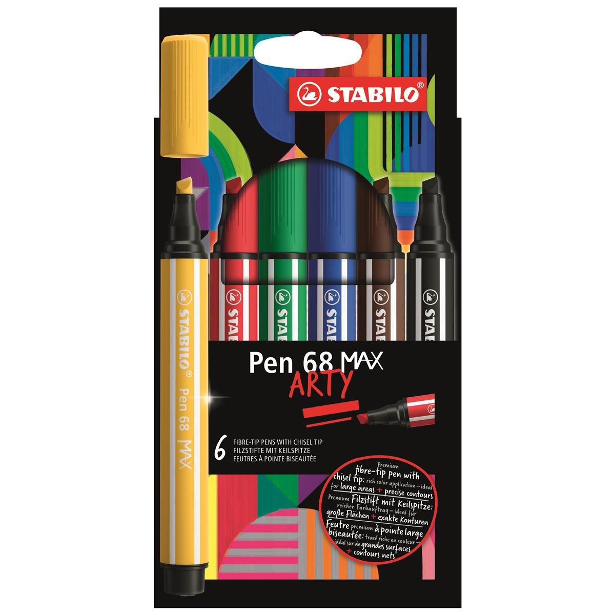 Faserstift STABILO Pen 68 MAX Filzstift - ARTY - 1-5 mm - 6er Pack