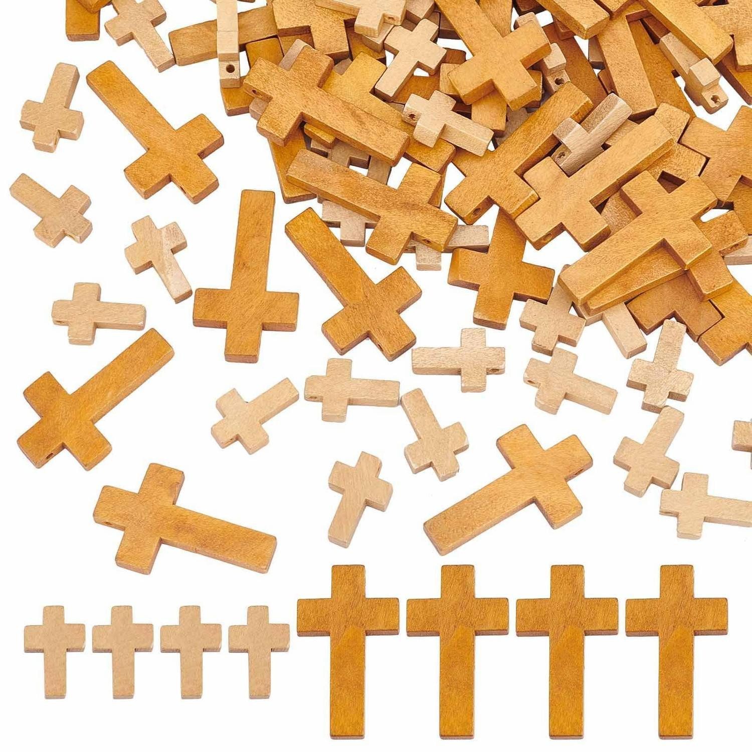 LuxusKollektion Kreuzanhänger Holzkreuz Anhänger Set 100 Stück Osterdeko