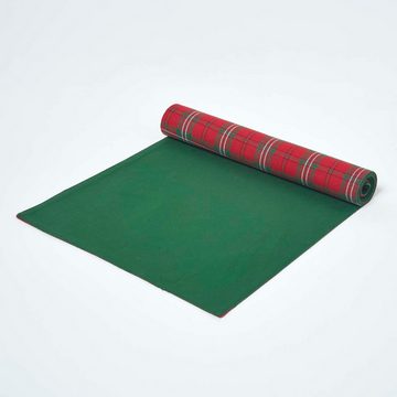 Homescapes Tischläufer Karierter Tischläufer Prince Edward, 100% Baumwolle, rot und grün