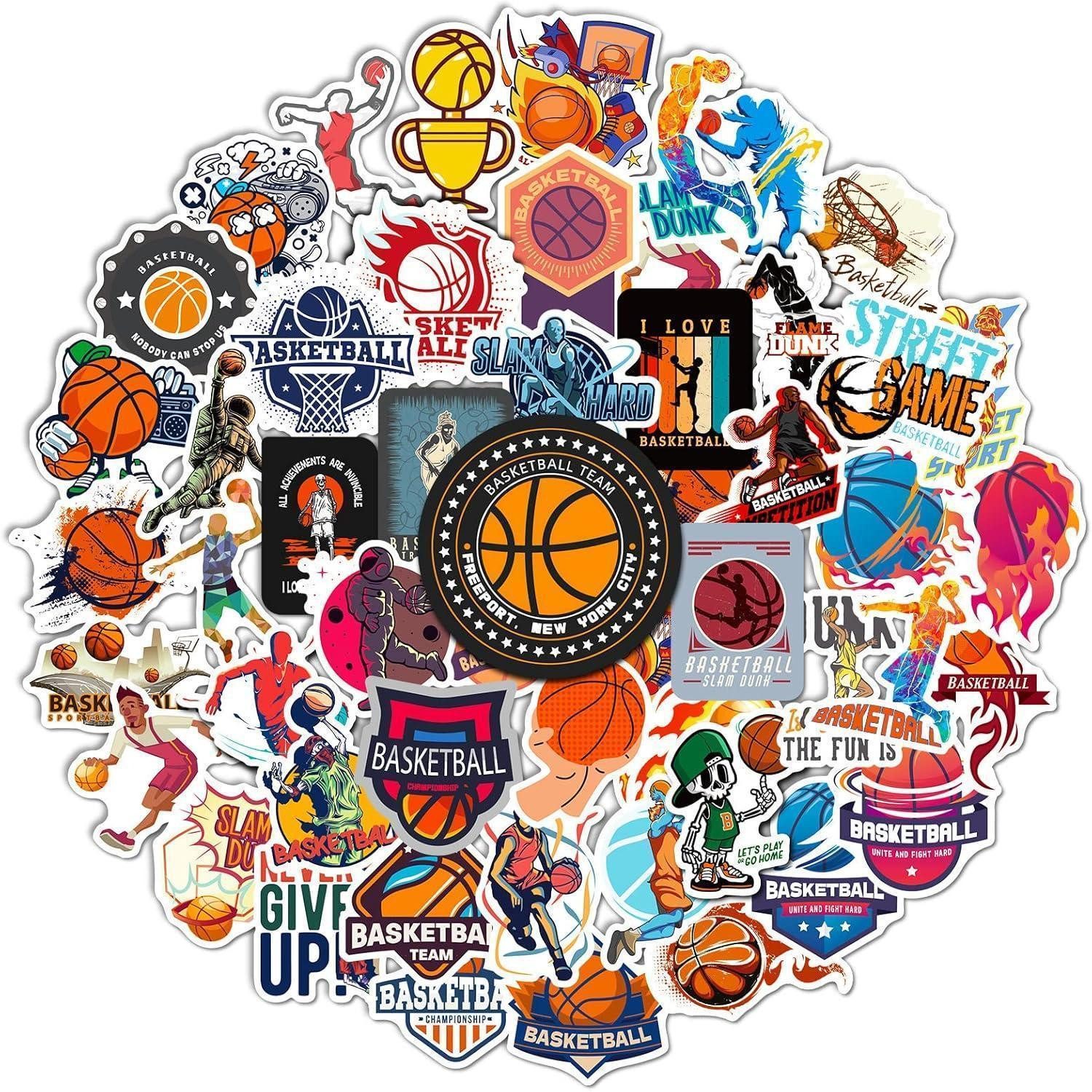 LuxusKollektion Aufkleber Aufkleber Basketball Set 50 Stück wasserdicht niedlich