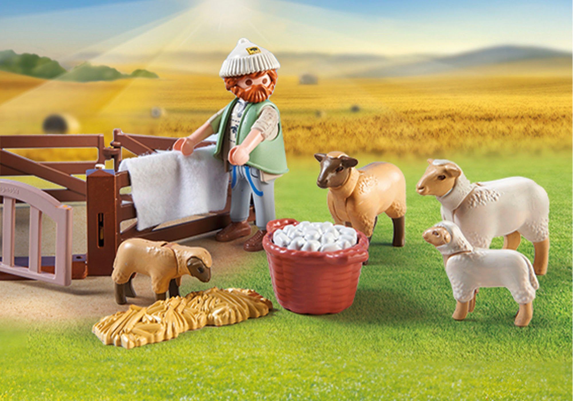 Playmobil® Junger Schäfer mit Schafen (71444), Country Konstruktions-Spielset, (69 St), teilweise aus recyceltem Material; Made in Europe