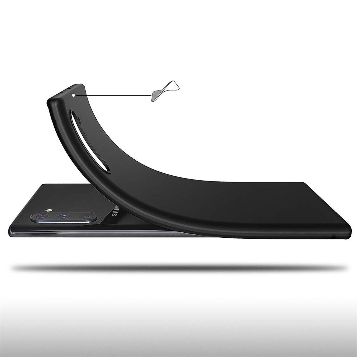 CoolGadget Handyhülle Handy Schutzhülle für Samsung Galaxy Note 10 matt schwarz 6,3 Zoll, Silikon TPU Hülle Schutz Tasche Cover schlicht Slim Case