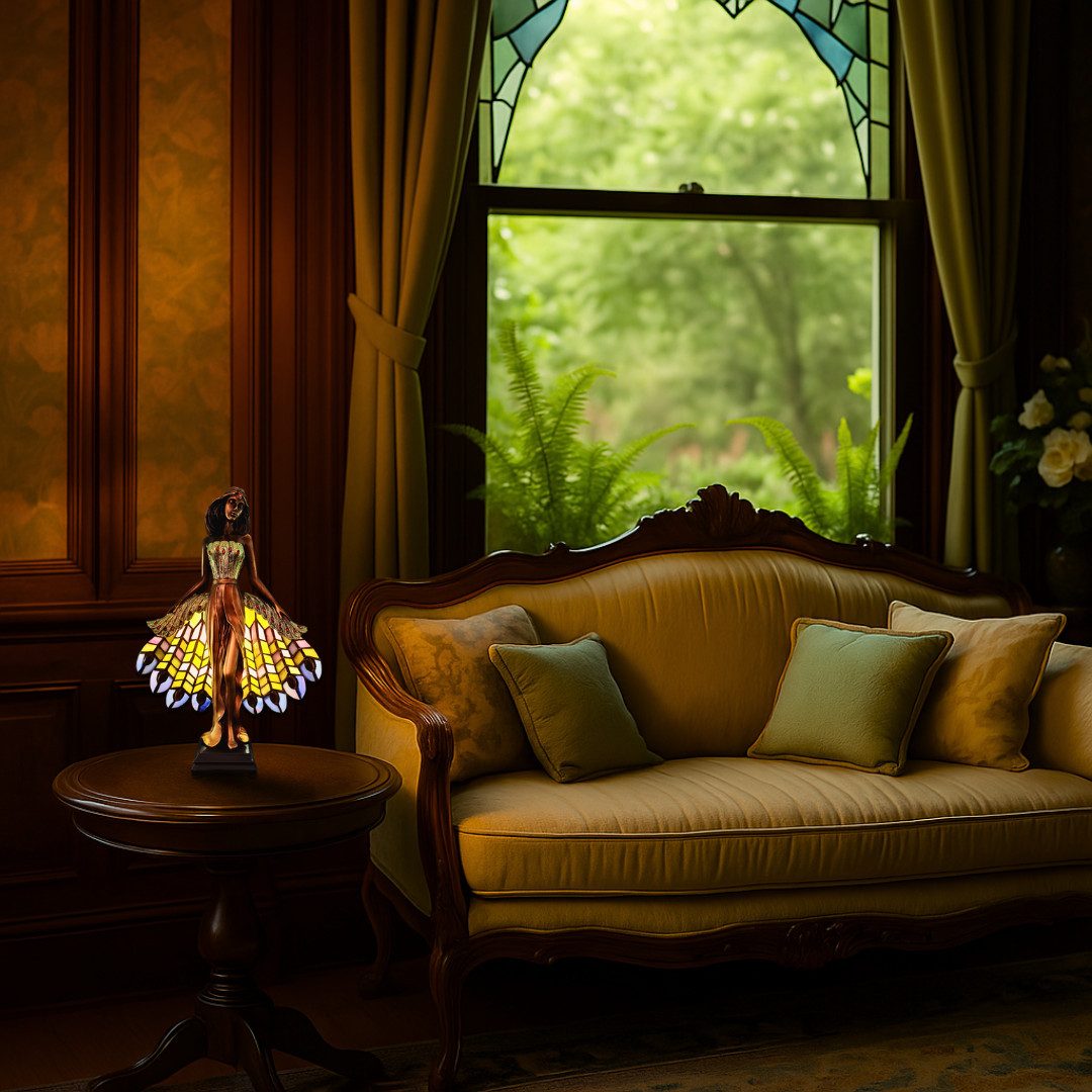 abc HOME Tischleuchte Leuchte im Tiffany-Stil Dame, ohne Leuchtmittel, Tiffany-Stil