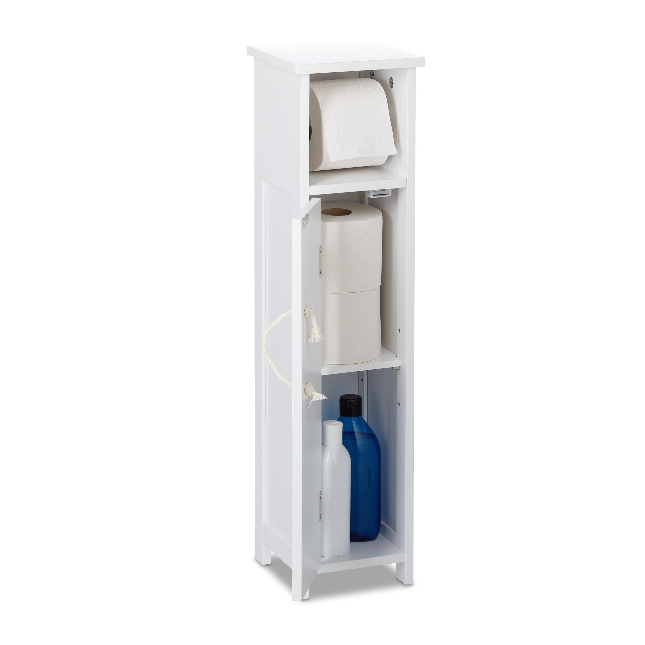 relaxdays Toilettenpapierhalter Stehender Toilettenpapierhalter in Weiß (1-St)