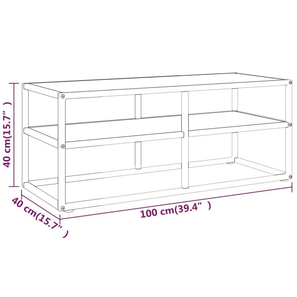 furnicato TV-Schrank Schwarz mit cm 100x40x40 Hartglas Marmor-Optik