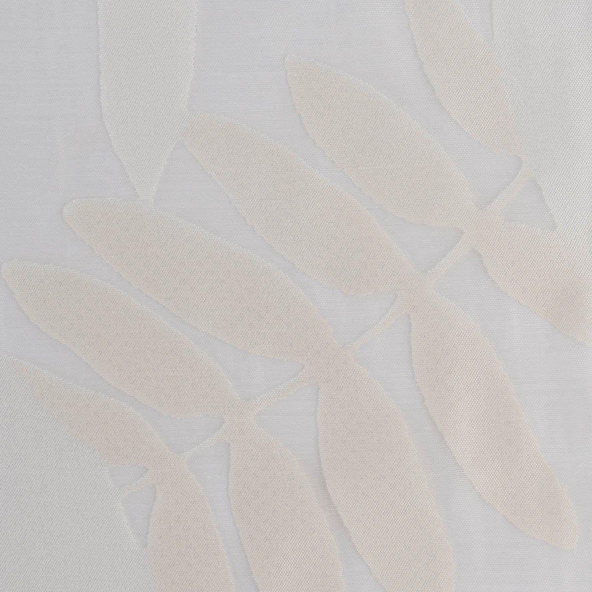 Textil Bleiband, überbreit 295cm, Madagaskar mit leicht perforiert, Rasch Gardinenstoff Meterware Organza, weiß Blätter Ausbrenner