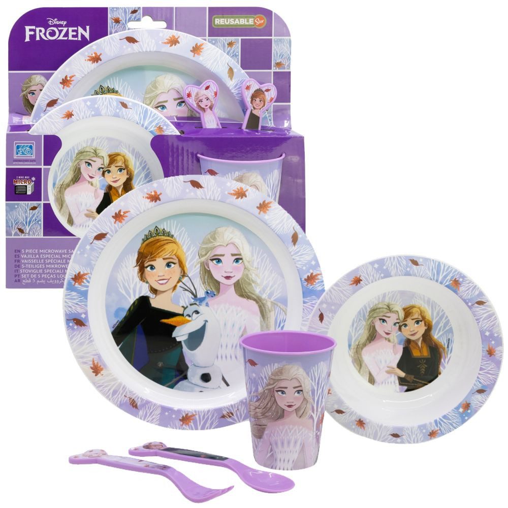 Disney Frozen Kindergeschirr-Set 5-teiliges Geschirr-Frühstück-Set & Besteck Disney Frozen, Kunststoff