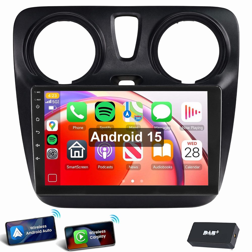 ESSGOO Für Dacia Lodgy Dokker 12-21 Carplay Android 15 FM AM NAVI Autoradio (RDS, Digitalradio (DAB), FM, AM, Apple Carplay Android Auto WIFI BT)