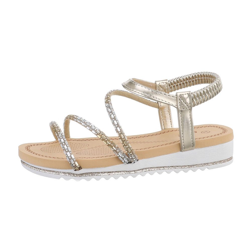 Ital-Design Damen Freizeit Riemchensandalette (85960194) Keilabsatz/Wedge Keilsandaletten in Gold