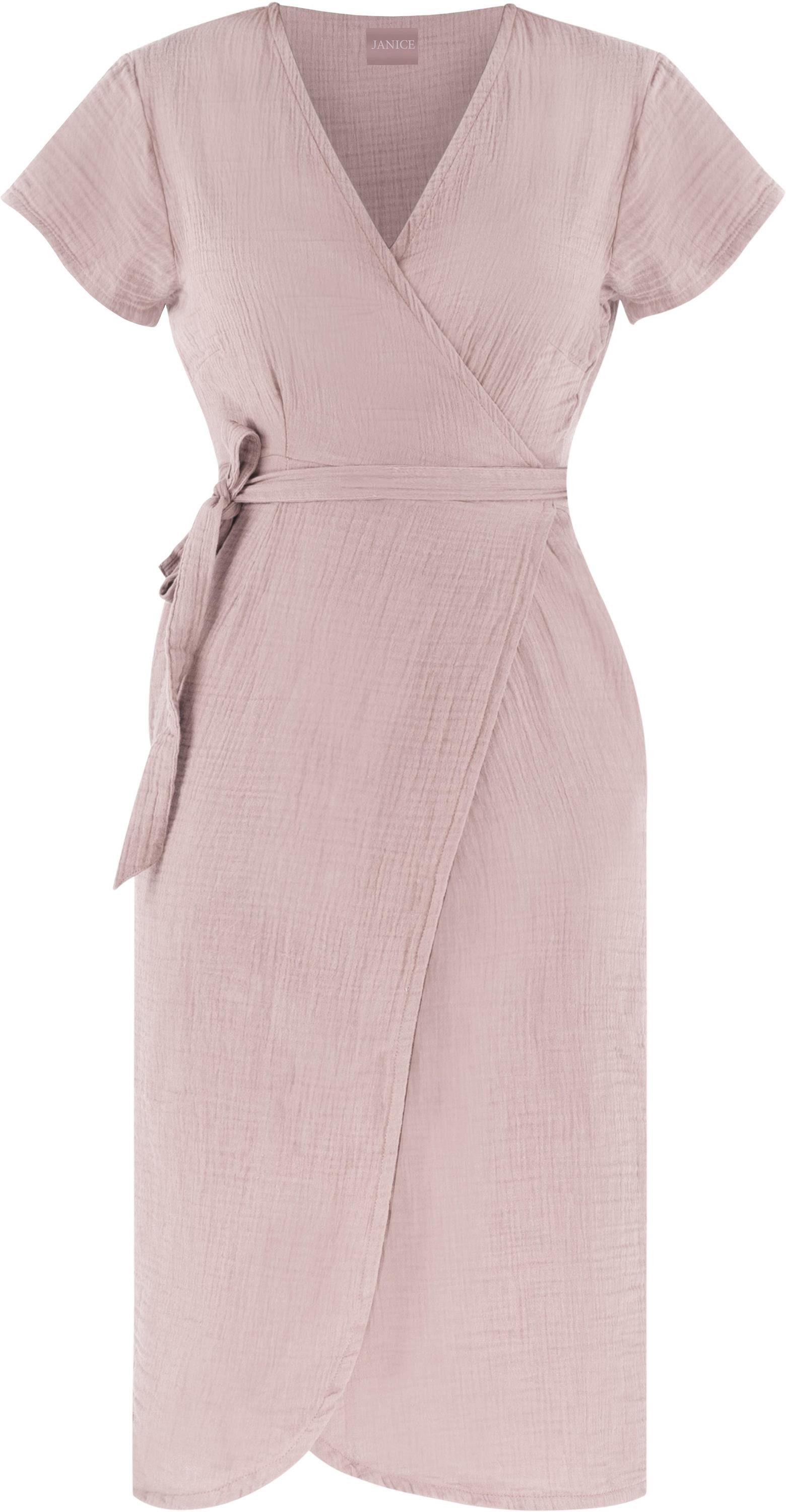 Janice Midikleid Musselin Kleid Chadies Sommerkleid mit Bindeband V-Ausschn günstig online kaufen