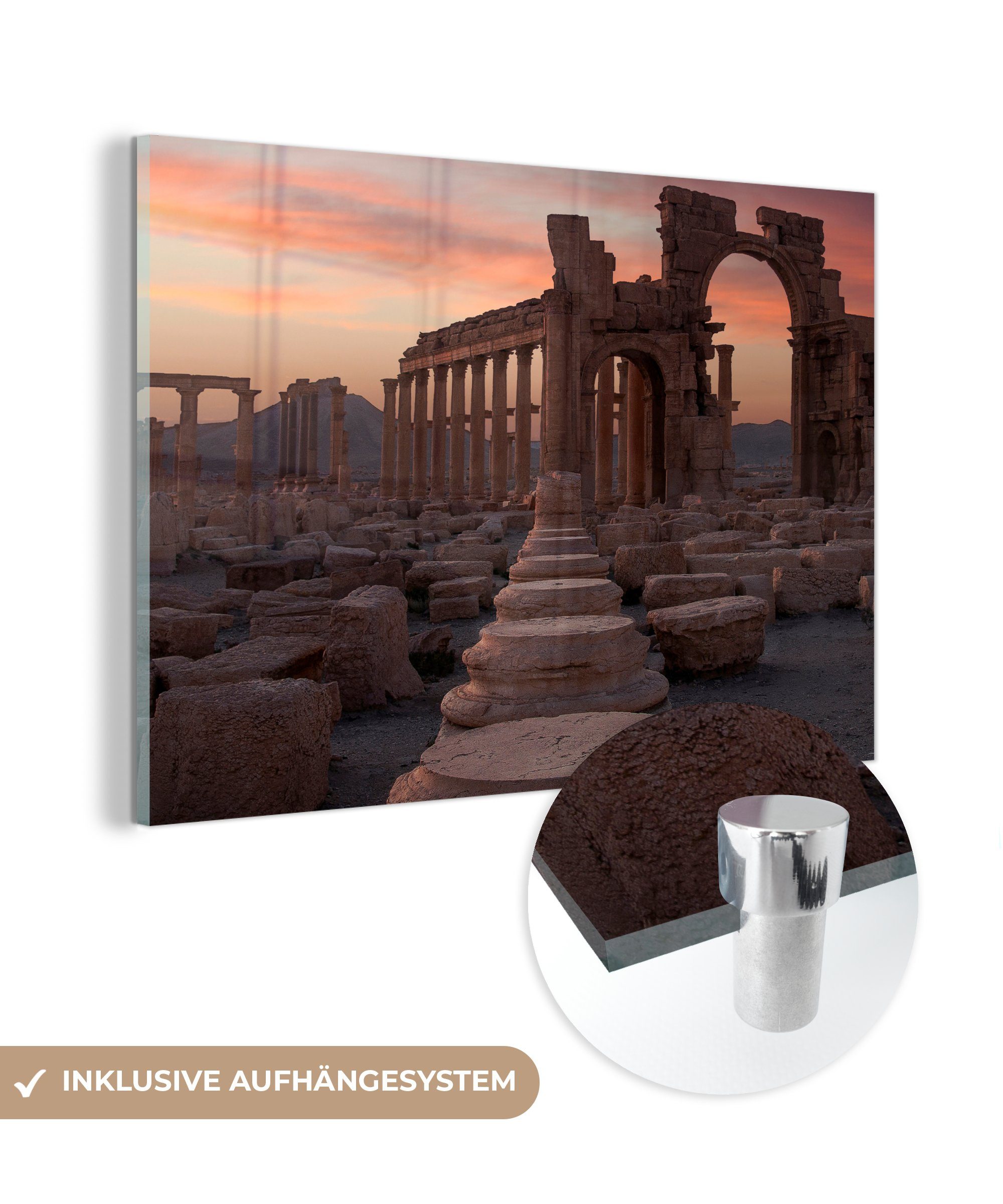 MuchoWow Acrylglasbild Die römischen Ruinen mit einer Kolonnade, (1 St), Acrylglasbilder Wohnzimmer & Schlafzimmer