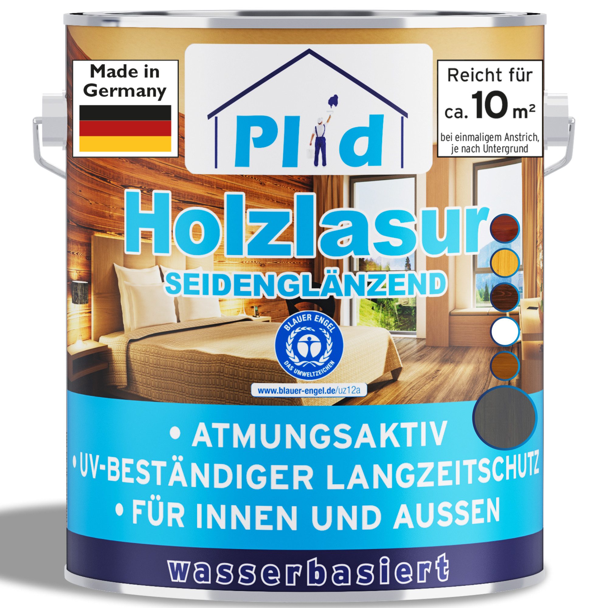 plid Holzschutzlasur Holzlasur Holzschutz Innen/Außen mit UV beständigem Langzeitschutz, Schnelltrocknend