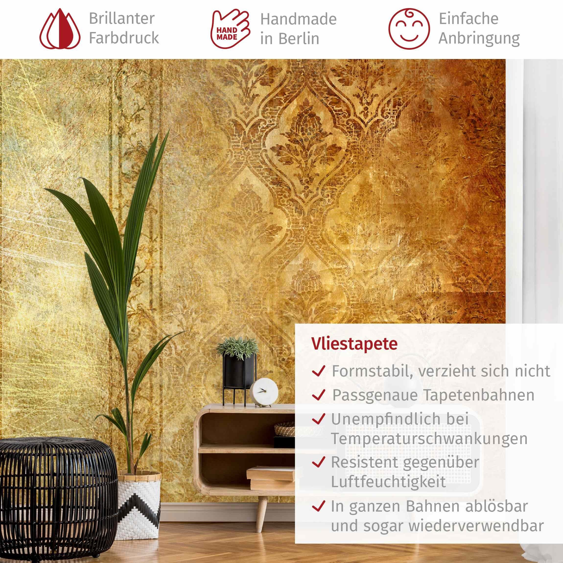 Bilderdepot24 Vliestapete Vintage Vintage Orientalisch Muster Shabby Ranken Wanddeko, Glatt, Matt, (Vliestapete inkl. Kleister oder selbstklebend), Wohnzimmer Schlafzimmer Küche Flur Fototapete Motivtapete Wandtapete