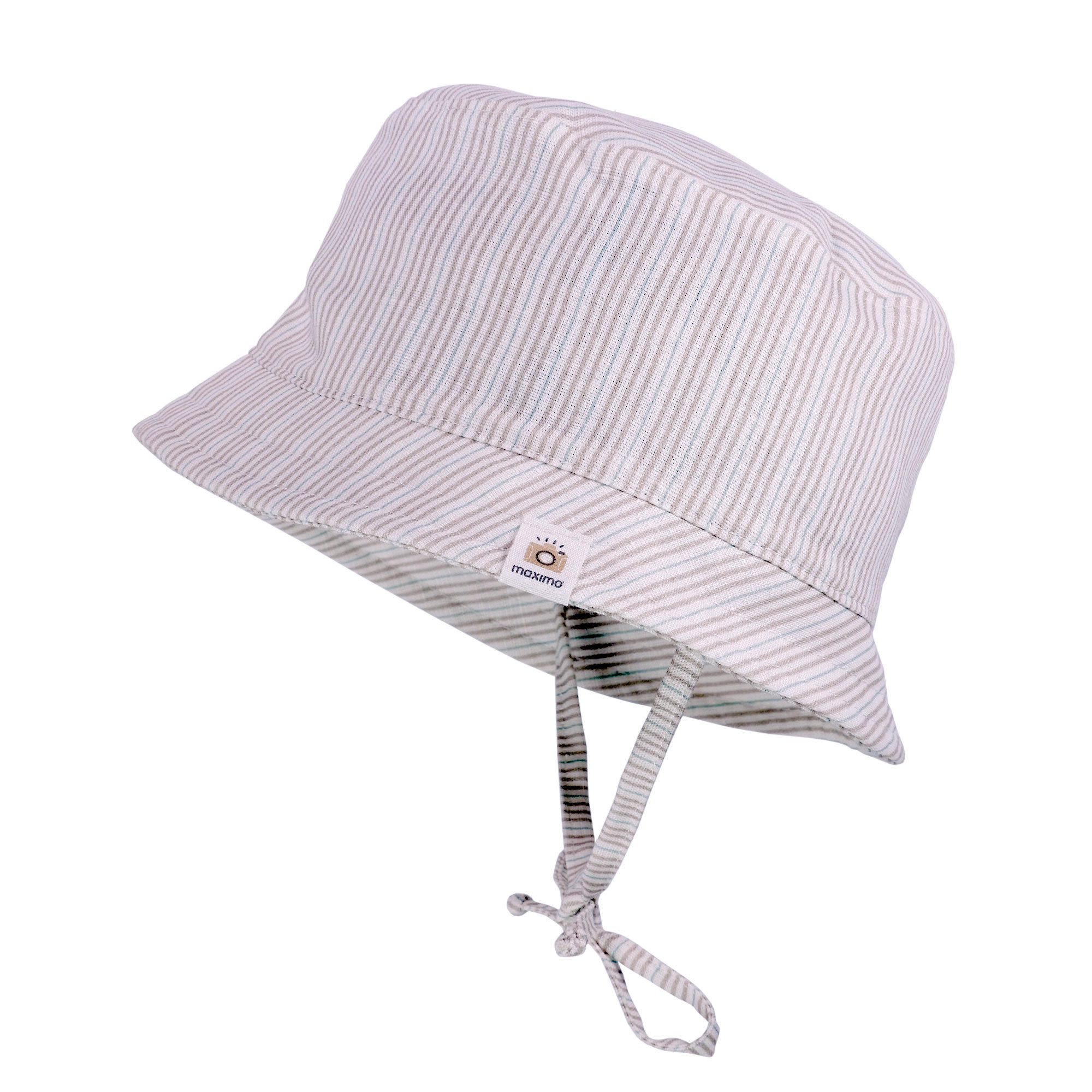 MAXIMO Fischerhut GOTS BABY BOY-Hut, Leinenoptik Band, Futter, UV 50 (1-St) Leinen