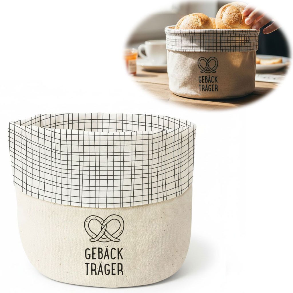 LS-LebenStil Brotkorb Brotkorb Stoffkörbchen Gebäckträger 100% Baumwolle Brotkörbchen, Baumwolle, (Frühstückskorb mit Spruch Stoff Brötchenkorb Brotaufbewahrung Aufbewahrungskorb Stoffkorb Stoffkörbchen, 1-tlg)