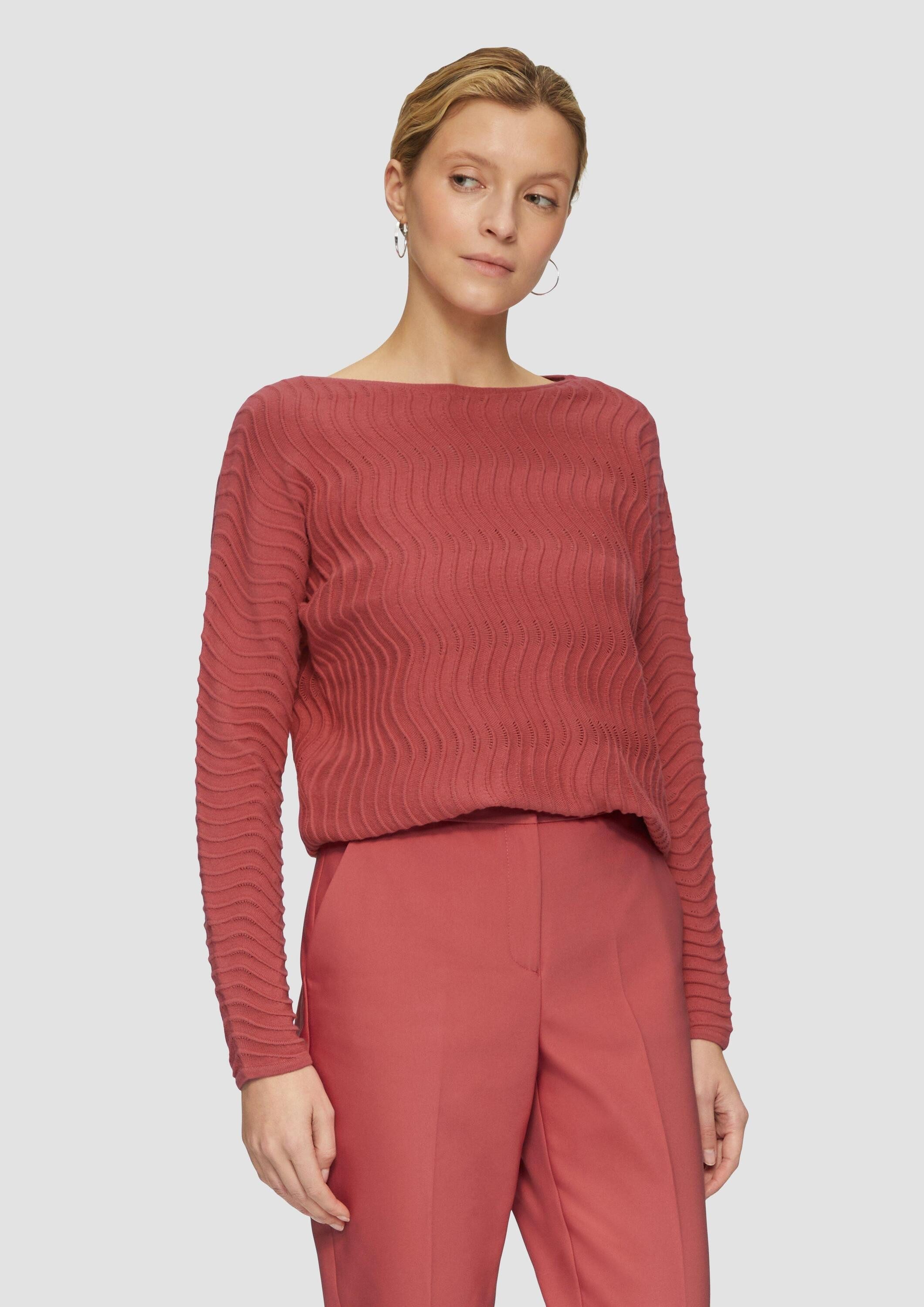 s.Oliver Longpullover Strickpullover Feinstrickpullover mit Wellenstruktur günstig online kaufen