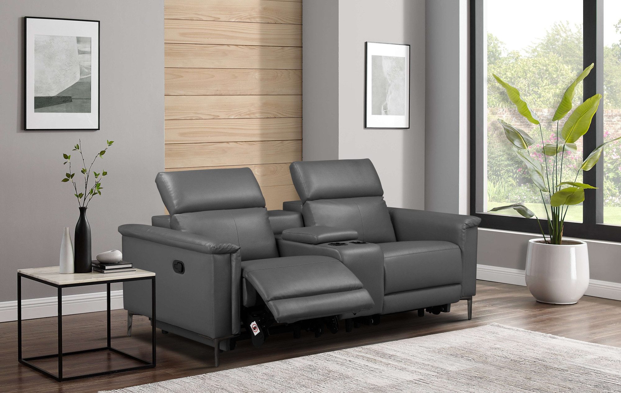 OTTO home 2-Sitzer LUND,Lederoptik, Kinosofa, Relaxfunktion, TV-Sessel, man./elektrisch, elektri. mit USB-A, Kopfteilverstellung, Getränkehalter u. Staufach